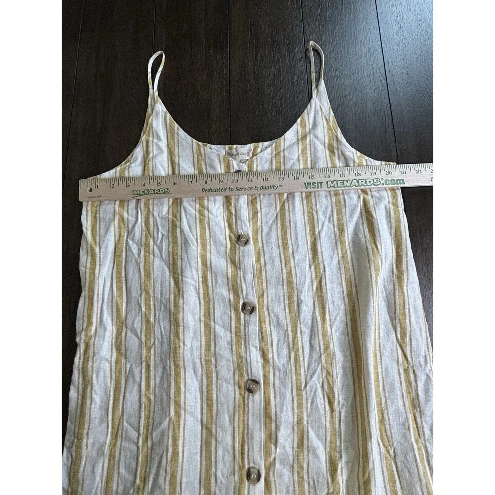 Altar'd State Linen Blend Dress Women's Large Button-Up Strappy Yellow Striped